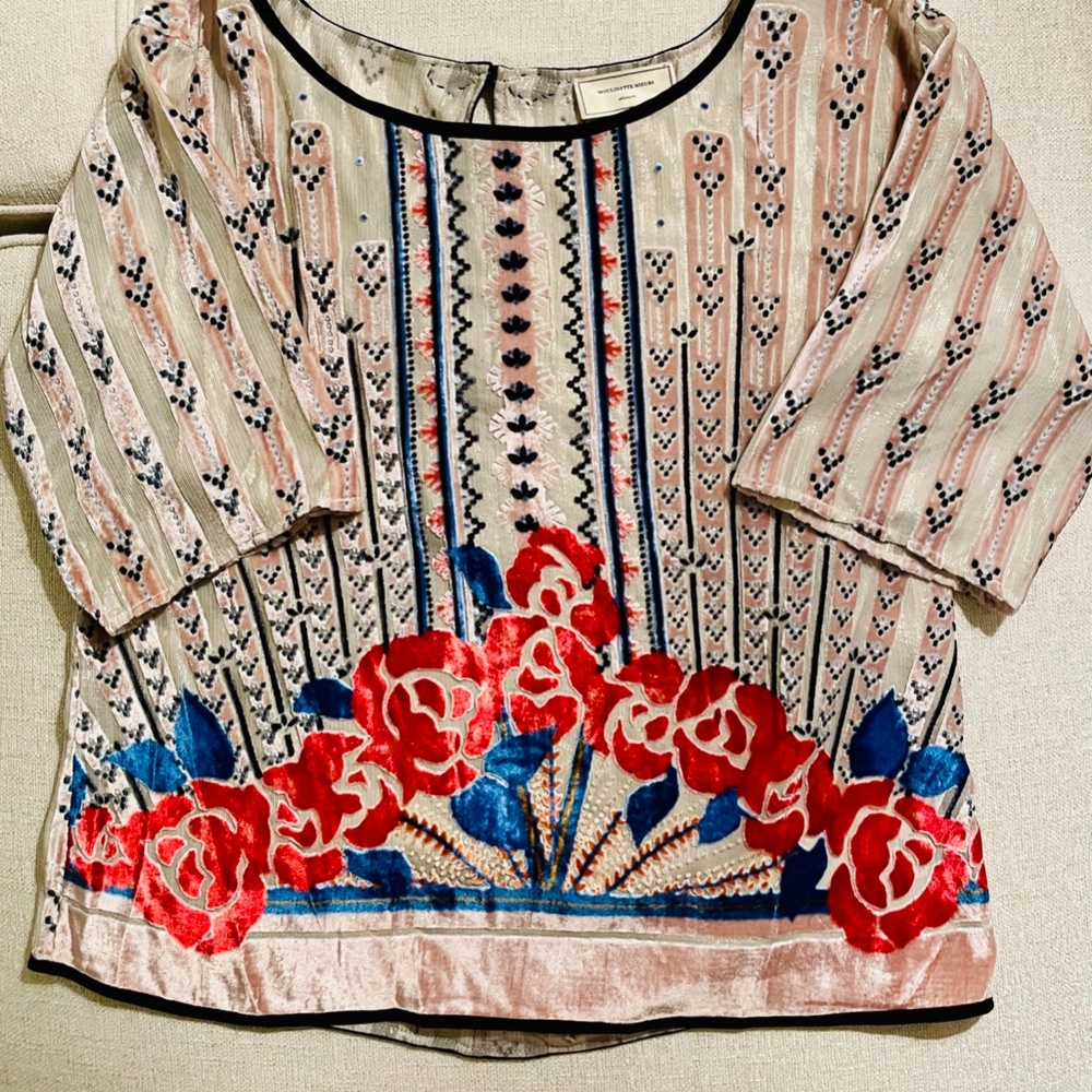Anthropologie  Moulinette Soeurs Posey velvet Art Deco top Sz. Small - Picture 3 of 9